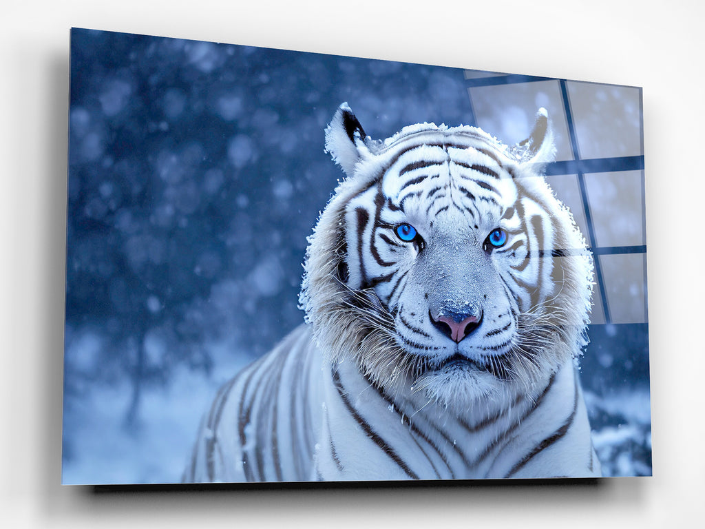 Custom Floating Acrylic Print White Tiger | Wall Art | Wall Decor | Custom Portrait | Animal Sign