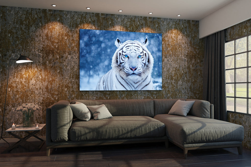 Custom Floating Acrylic Print White Tiger | Wall Art | Wall Decor | Custom Portrait | Animal Sign