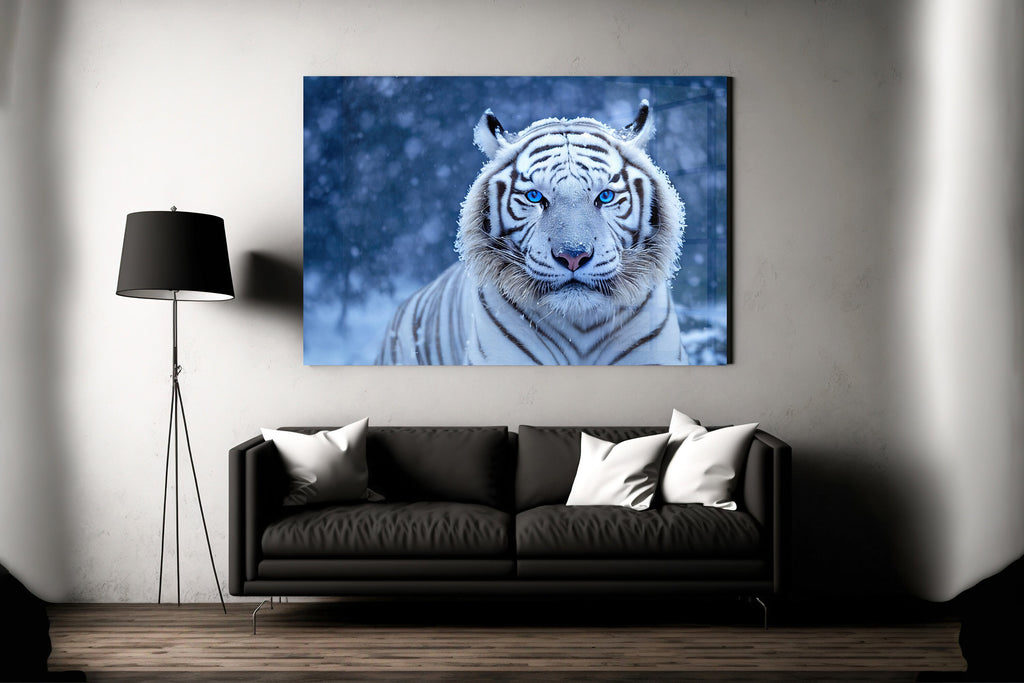 Custom Floating Acrylic Print White Tiger | Wall Art | Wall Decor | Custom Portrait | Animal Sign